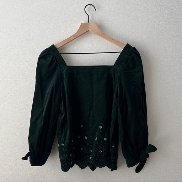 Madewell embroidered eyelet corduroy tie-sleeve top - Picture 5 of 7